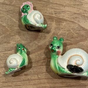 Vintage Josef Originals Anthropomorphic  Family of Snails Mini Figurines Japan